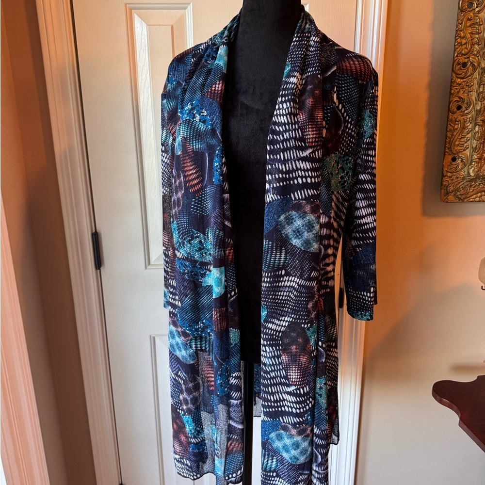 Creation Colorful Patterned Open Cardigan Size X-… - image 4